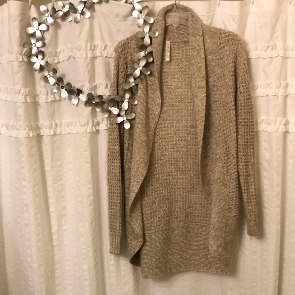 Long tan, sweater, cardigan